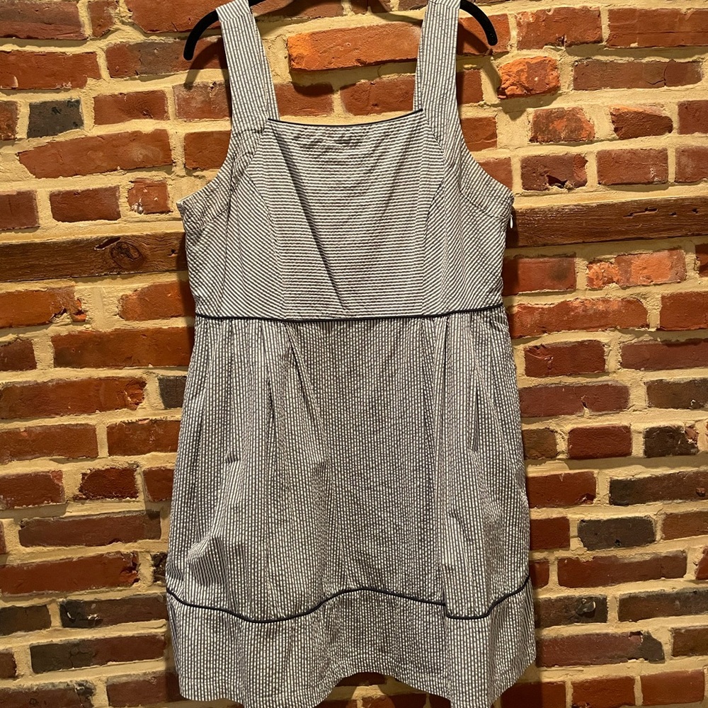 Lands End Blue Seersucker Blue & White Striped Fully Lined in size 16P
